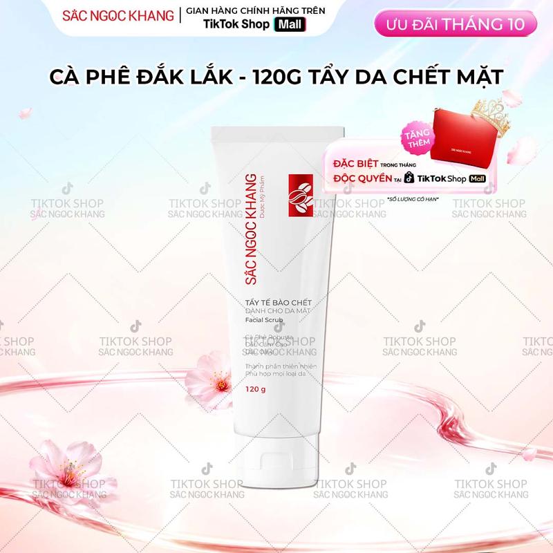 Tẩy tế Bào Chết Da Mặt Cà Phê Đắk Lắk [120G] Sắc Ngọc Khang - Tẩy Da Chết Mịn Màng, Hỗ Trợ Dưỡng Sáng Da Hạn Chế Mụn Ẩn Skincare Nữ