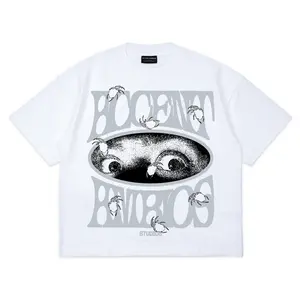 AccentAmbios Boxy Oversized Tshirt Eyes On You White  Unisex - Cotton Combed 20s