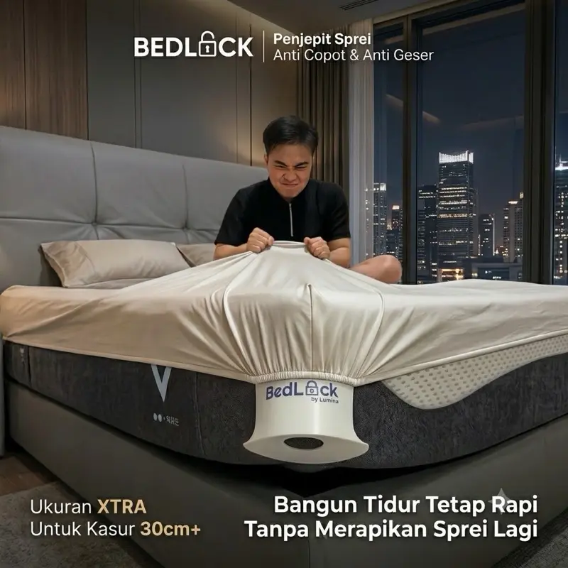 BedLock (1 Set 4Pcs) ORIGINAL by Rumora PENJEPIT SPREI ANTI GESER 4Pcs | Sprei Anti Geser Anti Lepas | Zlumber Lock Indonesia | Desain Anti-Selip | Tidak Merusak Sprei | Aman Digunakan