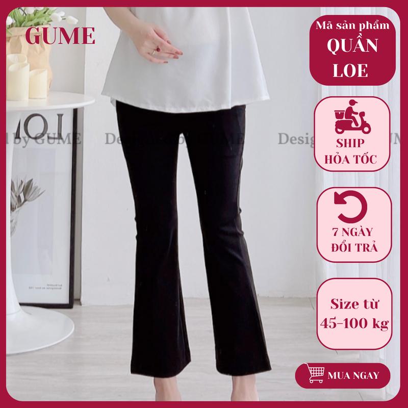  Quần bầu ỐNG LOE thời trang màu đen chất umi co giãn 4 chiều 