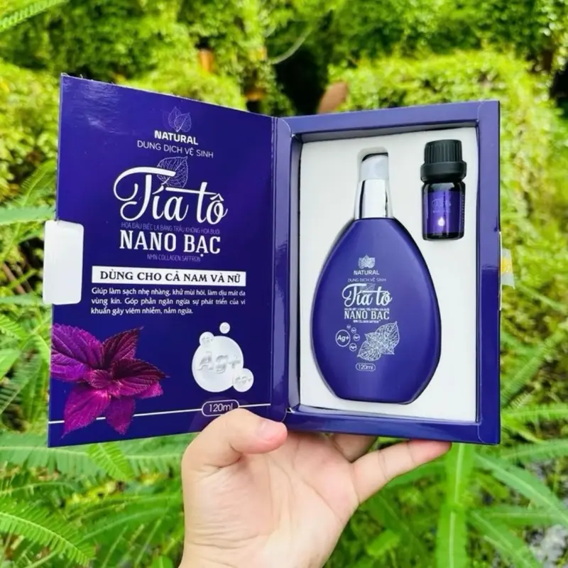{ Tặng nước hoa mini } 1 sets dung dịch vệ sinh tía tô nano bạc hỗ trợ kháng viêm kháng khuẩn dành cho nữ, dung tích 120ml