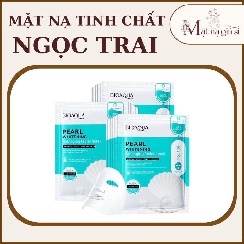  ￼ Combo 10 Tặng 2  Mặt Nạ Ngọc Trai Bioaqua Làm Sáng Da Săn Chắc Cơ Mặt Tăng Tính Đàn Hồi Trẻ Hóa Làn Da 