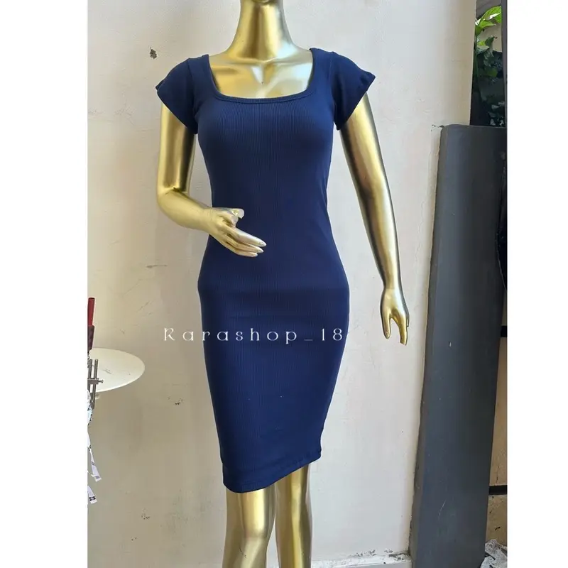 Dress Wanita Rib Lisa Square Fit Body Casual - Elegant dan Nyaman 1