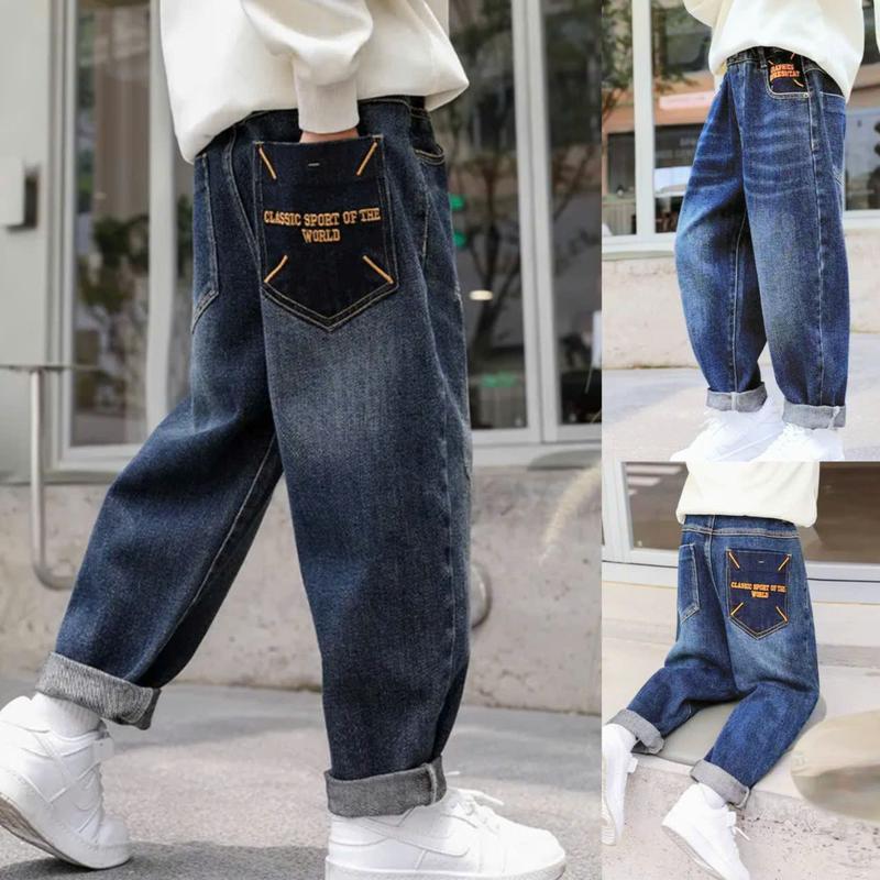HANNA XUKA Quần Jean Bé trai MA6301 Chất Liệu Jean Mềm Mại Phong Cách Thời trang khoẻ mạnh 2 Màu Size 11-17 16-52KG Dành Cho Bé Từ 5-14 Tuổi