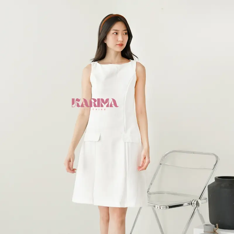 ISABELLE SLEEVELESS DRESS | Dress A-Line / Mini Dress Wanita / Dress Tanpa Lengan / Scuba Dress dress natal 2