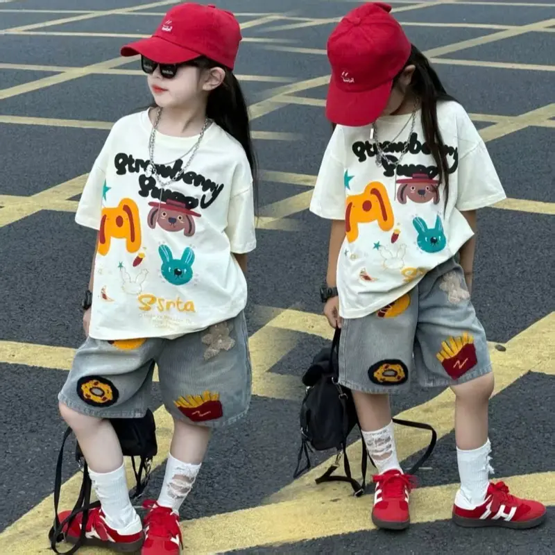 Đ&Nkids -069- SÉT ÁO PHÔNG CỘC QUẦN NGỐ BÒ MÙA HÈ CHO BÉ GÁI CAO CẤP