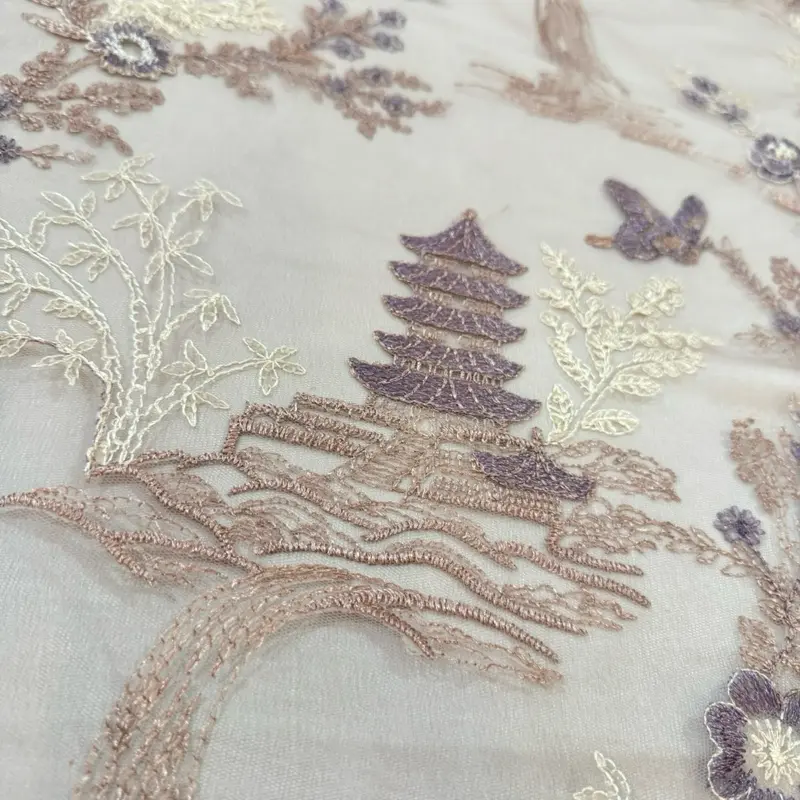 Kain tulle bordir motif pagoda 2