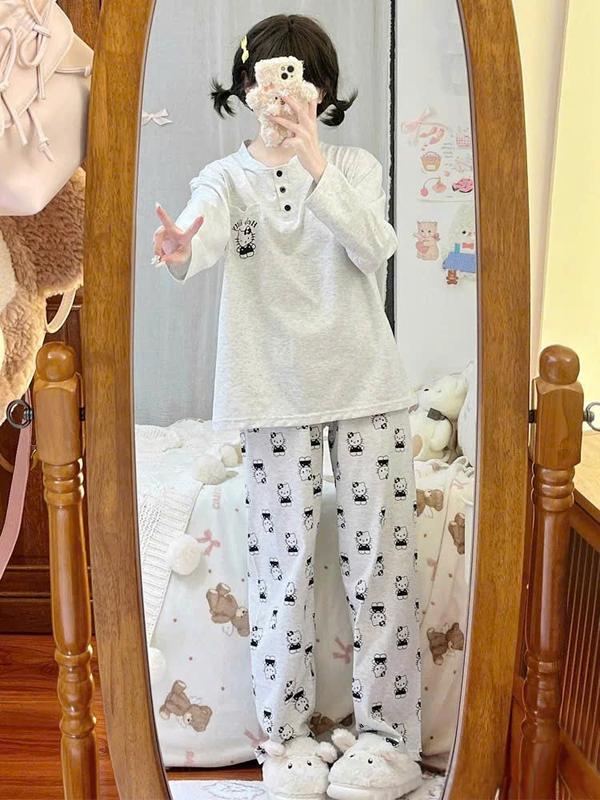 Set áo nỉ in hình Hello kitty có túi cổ trụ phong cách ulzzang Hàn Quốc