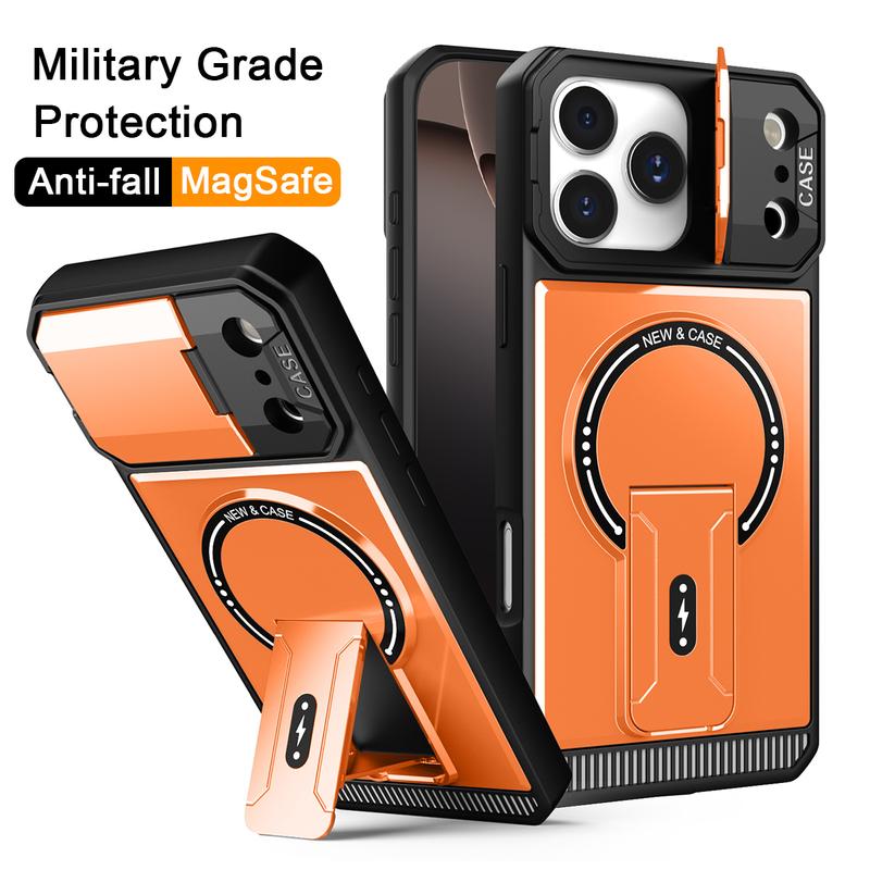 Ốp Điện Thoại Chân Đế Chống Sốc, Cấp Độ Quân Sự, Dành Cho iPhone 17, 16, 15, 14, 13, 12, Pro Max, Có Giá Đỡ, Ốp Lưng Nhựa PC Cứng TPU Mềm Từ Tính Magsafe, Có Bảo Vệ Camera