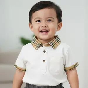 Kemeja Anak Motif Kerah Kotak Stylish dengan Detail Tartan Klasik, cocok untuk acara santai dan formal