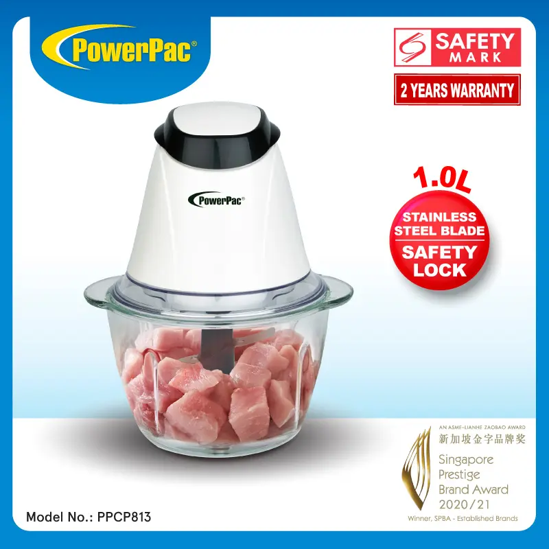 Last piece clearance PowerPac Food Chopper 1L with Safety Lock Switch (PPCP813)