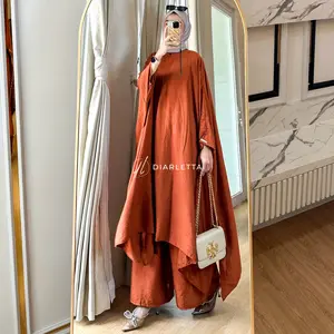 Zaheera Set Kulot Abaya Malay Batwing Jumbo Busui Polo Linen by Diarletta