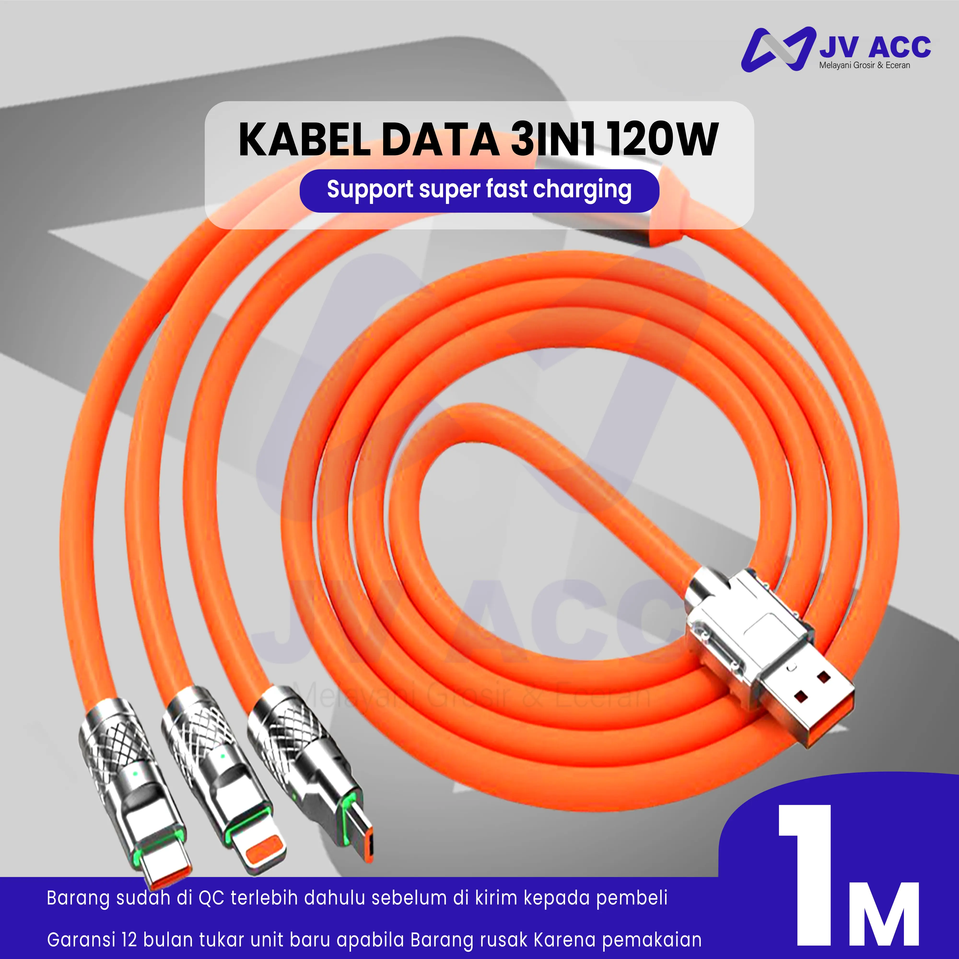 NVN-KD36 KABEL DATA CHARGER 3IN1 120W SUPER FAST CHARGING ZINC ALLOY