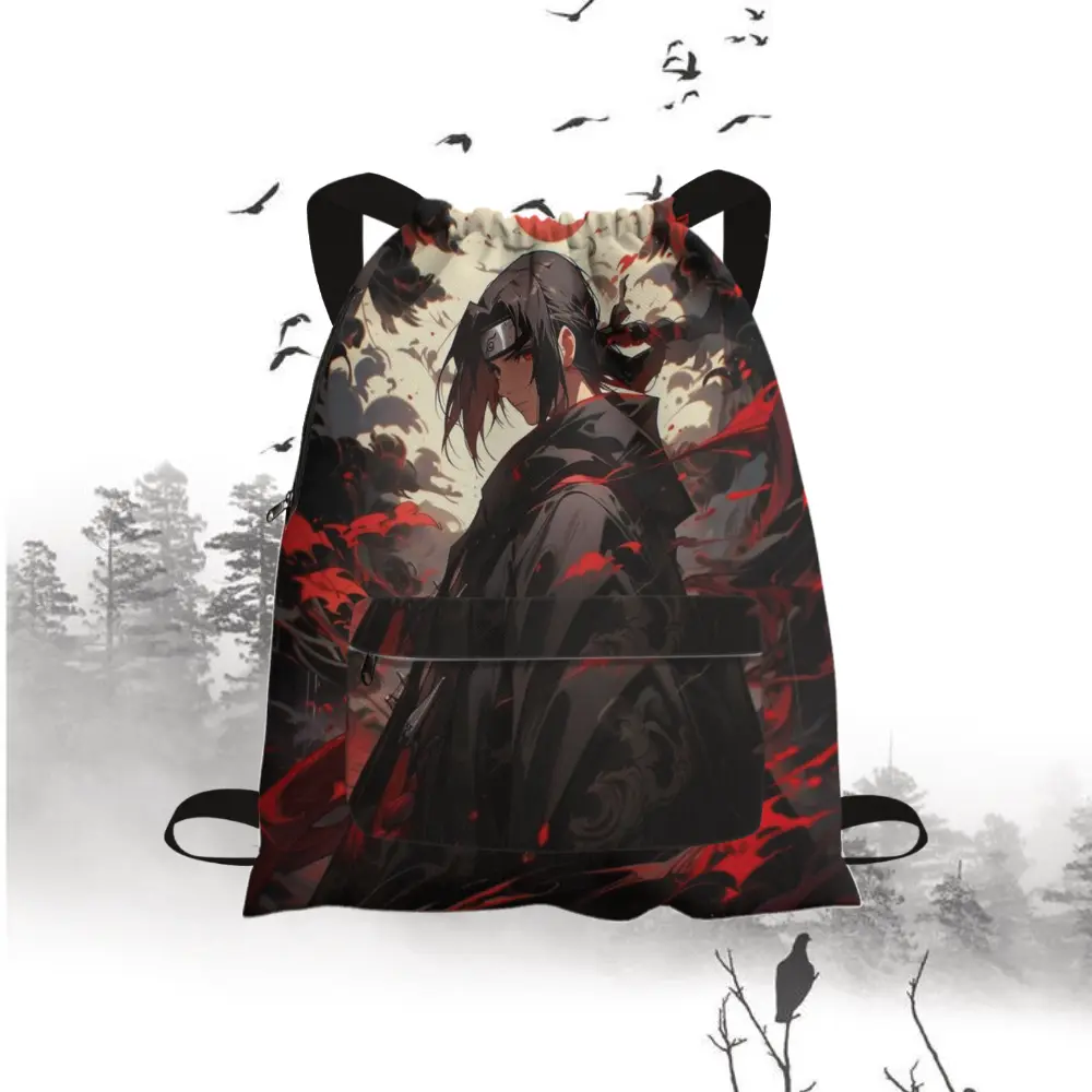 Tas Serut Ransel Sekolah Naruto Bahan Canvas Cordura Anti Air Ukuran 34cm x40cm
