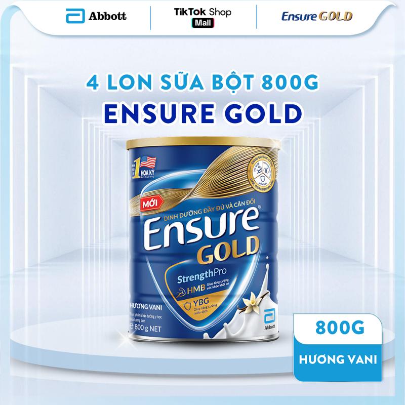 COMBO 4 LON SỮA ENSURE GOLD DẠNG BỘT HƯƠNG VANI 800G