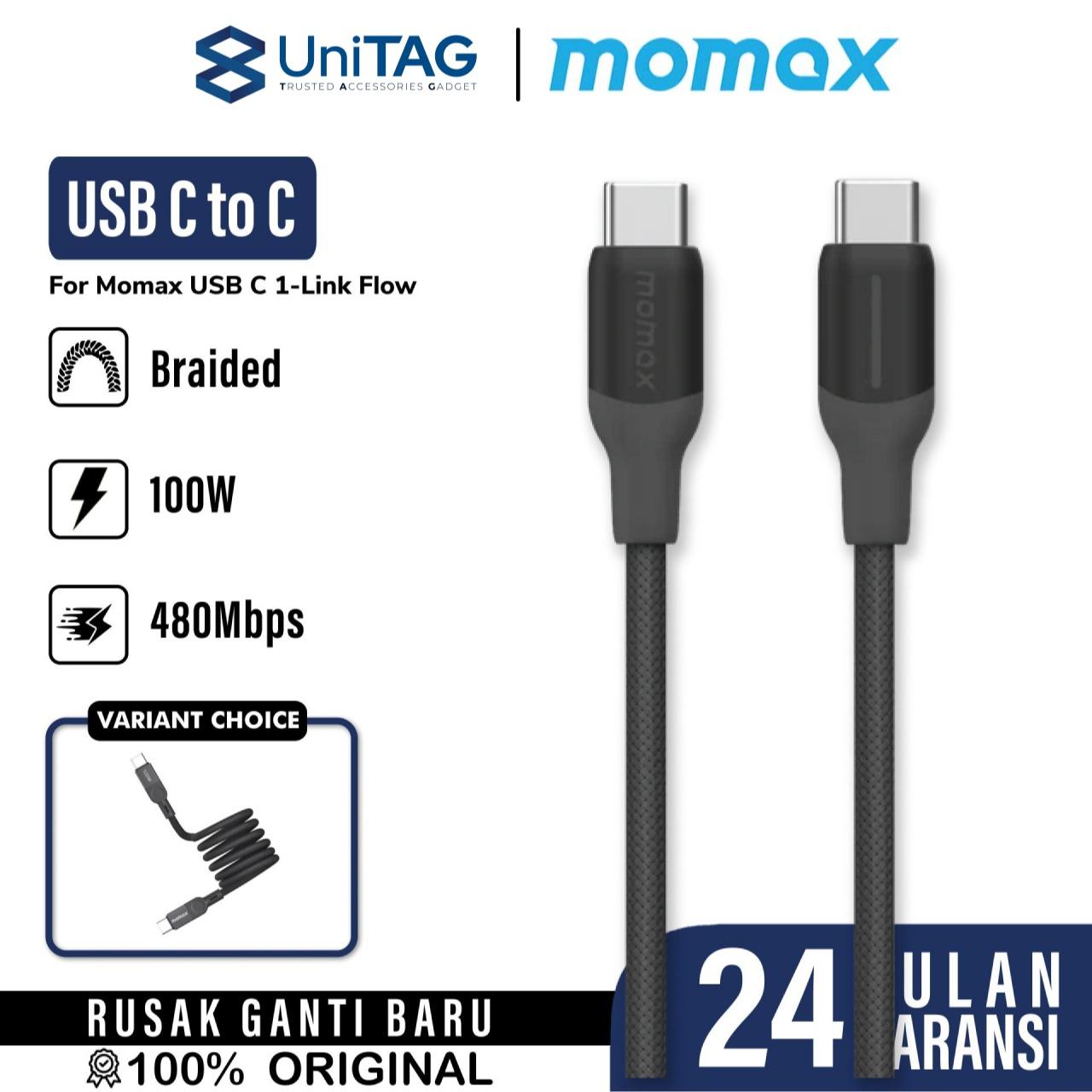 Kabel Charger USB Type C Momax Nylon 100W 5A PD QC Data Fast Charging