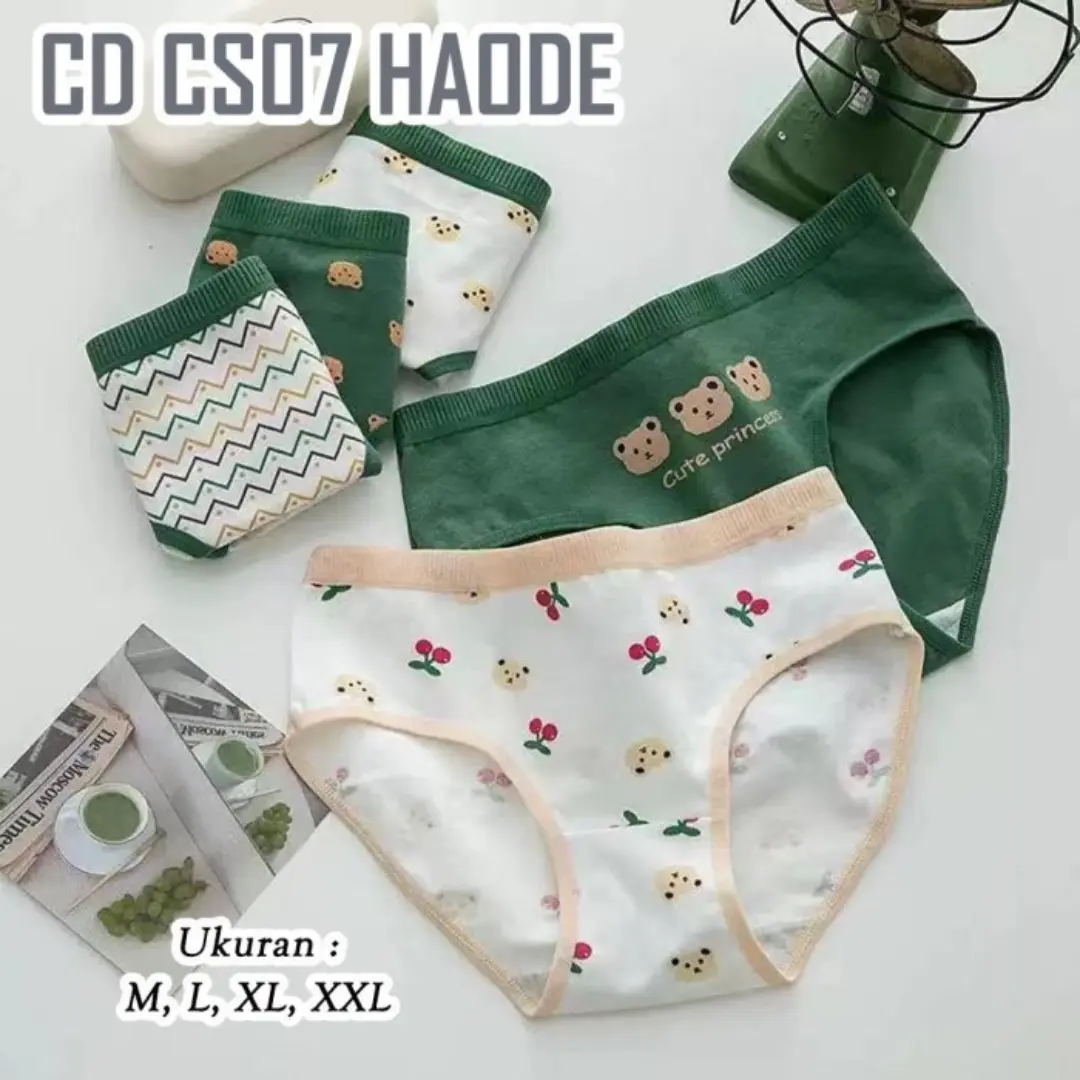 PROMO 12PCS Cd Wanita Remaja ABG Anak Perempuan Motif Boneka Lucu Haode CS07 Celana Dalaman Wanita Korea Bahan Katun - HL0635