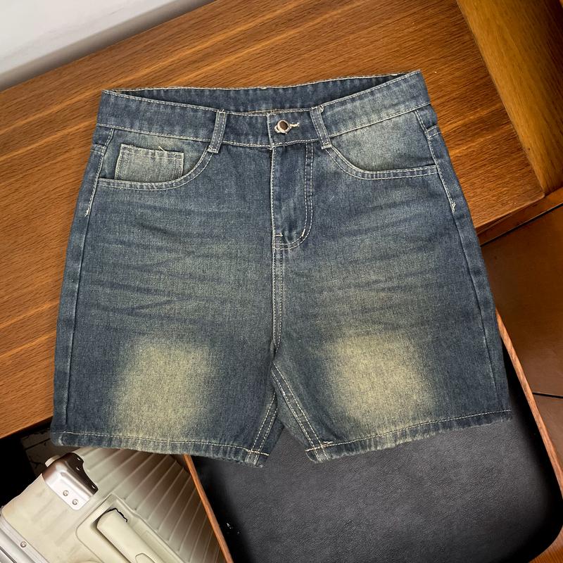 Quần Short Jean Nam Trên Gối - Was Rách nhẹ tông màu xanh rêu QSJN239