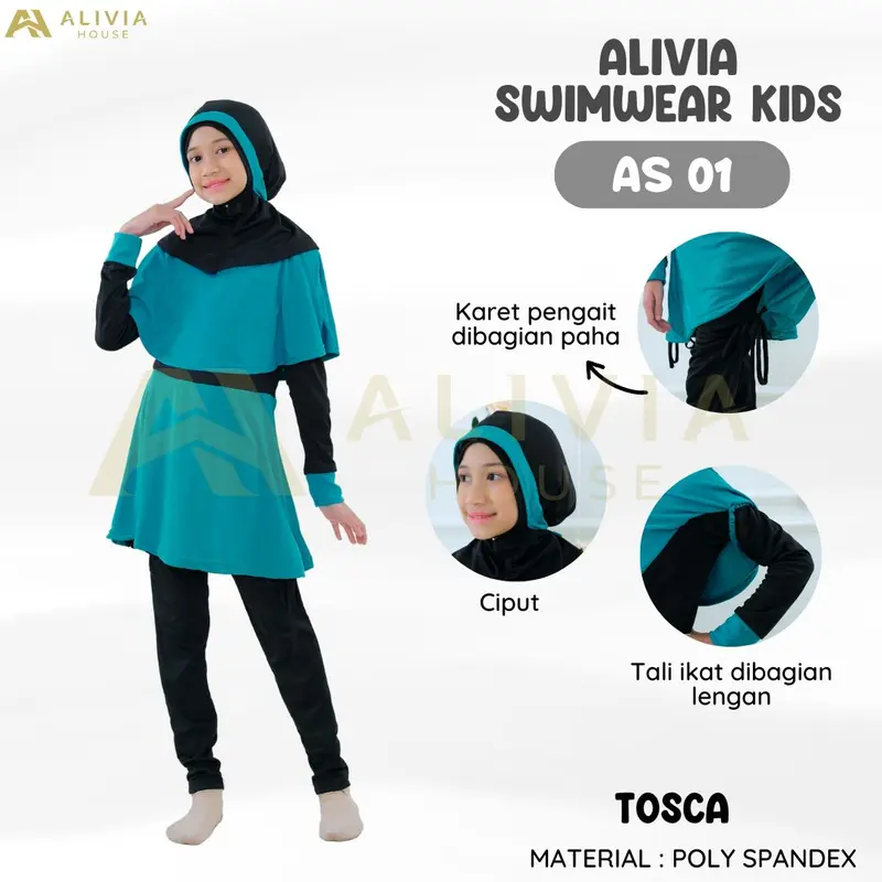 Baju Renang Anak AS01 Kids Baju Renang Perempuan Muslim Alivia Baju Renang Muslimah Anak Alivia House 2