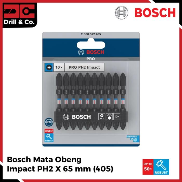 Gambar BOSCH Mata Obeng Impact PH 2 x 65 mm 10 pcs (405) dari Drill&Co Kota Administrasi Jakarta Barat Tokopedia