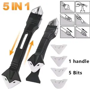 Scrapper 5 in 1 Alat Perata Lem Kaca Nat Keramik 3 in 1 Sealant Sudut Scraper Silikon Grout Caulk 19 cm x 2.8 CM Pembersih Sekop Lem Silicon Praktis Perekat Membersihkan