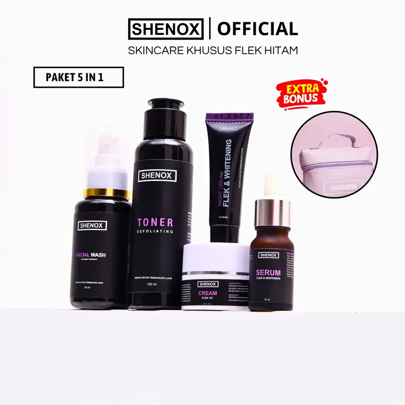 Shenox Skincare Paket 5 in 1 Anti Flek Hitam Dark Spot Treatment Noda Bekas Jerawat Resmi BPOM Melasma 0