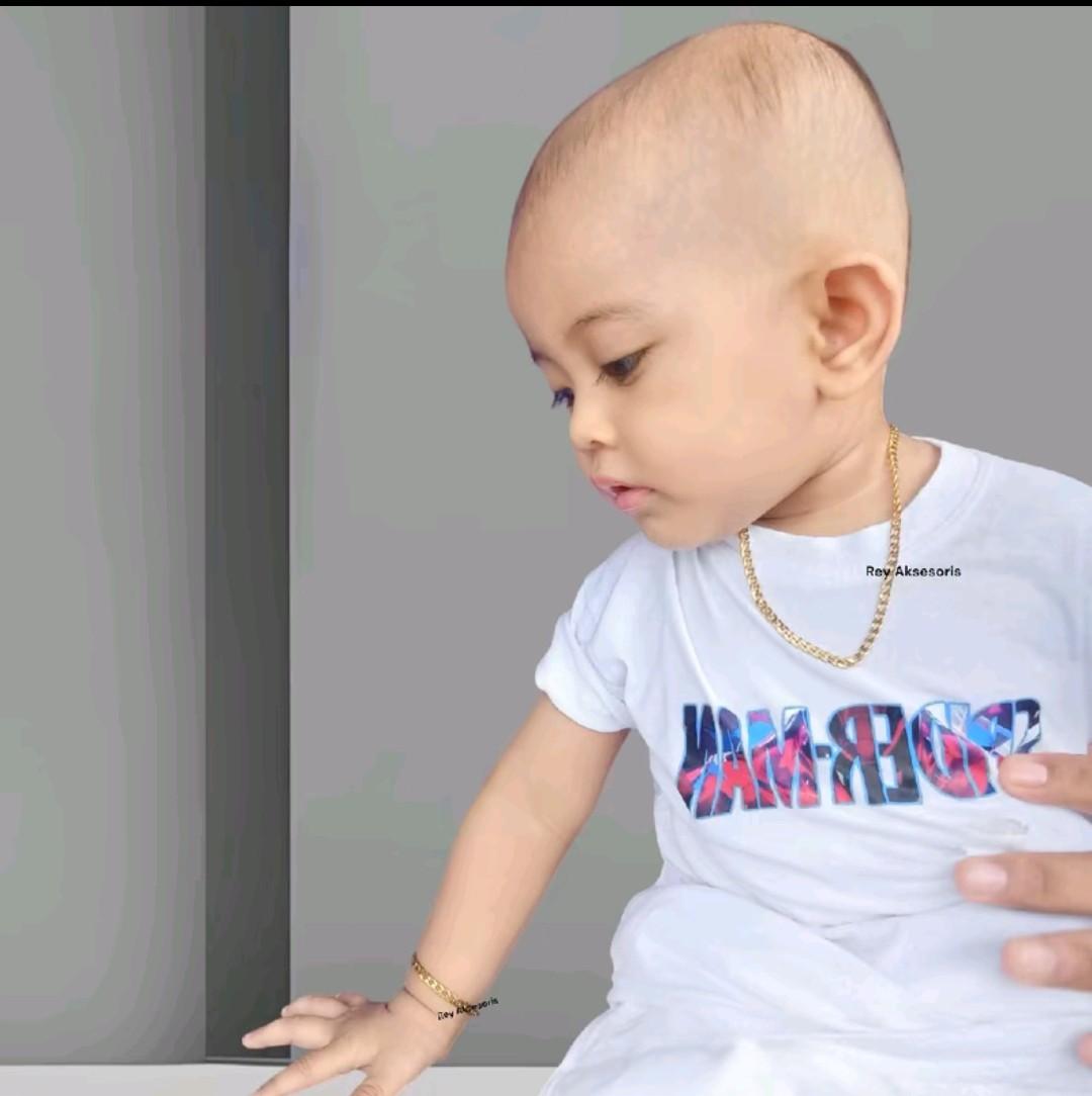 kalung rantai jarang Titanium Anti Karat untuk bayi dan anak-anak warna gold