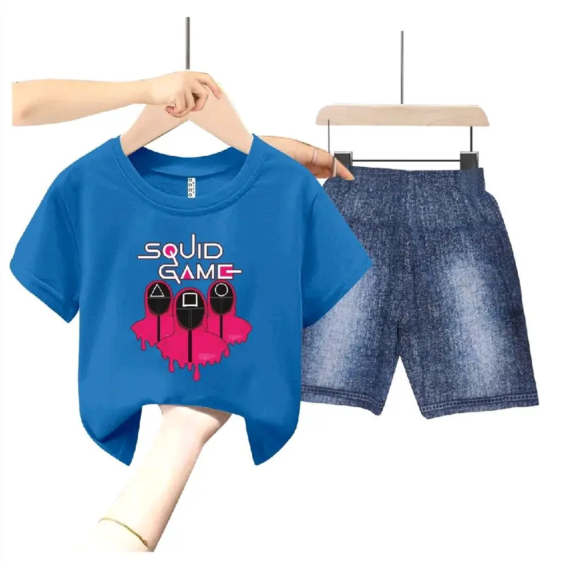 SETELAN ANAK SQUID GAME COWOK SABLON DIGITAL CELANA SEMI JEANS // NEW 5