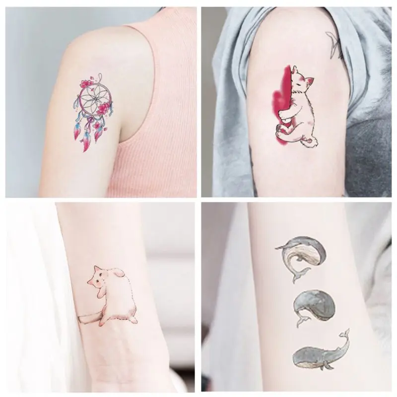 Grosir Termurah Tato Hewan Kucing burung Paus Rusa Aesthetic Lucu - Tatto Temporer Animal berwarna  Tato temporary Stiker Tato Halal Dewasa Dreamcatcher 2