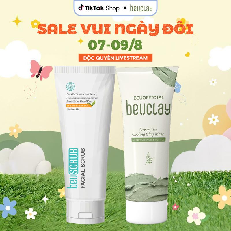 [COMBO 1 TDC + 1 MN] - TDML8041 COMBO 1 BEUSCRUB kem Tẩy Tế Bào Chết Cho Da Mặt mũi 100g + 1 BEUCLAY Mặt Nạ Đất Sét Trà Xanh 70g Son Skincare bùn gel tẩy tế bào chết da mặt chính hãng tay bao chết da mặt