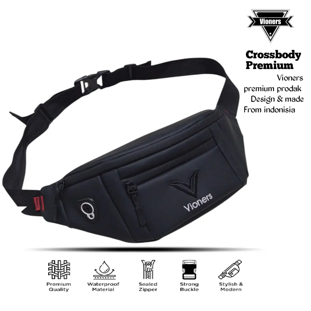 Vioners Tas Selempang Cowok Terbaru Original Waterproof  Slingbag Waistbag Pria Wanita Pinggang Keren