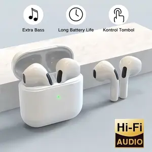 TWS PRO4 Wireless Headset dengan Extra Bass, Baterai Tahan Lama, Kontrol Tombol, dan Audio Hi-Fi Upgrade WirelessKualitas Suara HD Live-like Experience Bass Garansi 12 Bulan tw s earphone