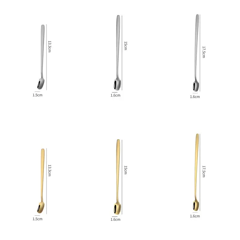 Sendok Stainless Steel Kopi Makanan Penutup Pengadukan Pegangan Panjang Kebutuhan Sehari-hari Baja Bulat Kitchenware 1