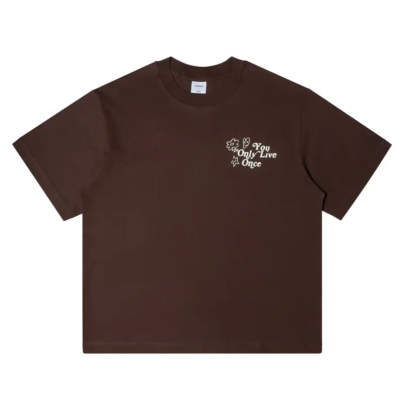 Eudaimonia - Boxy Fit Oversize Tee Print You Only Live Once Dark Brown Cotton Combed 1