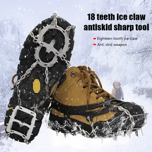 Anti Slip Ice Gripper Spikes Cleats Snow Shoe Crampons Travelling 18 Teeth Outdoor Climbing Easy Carrying Portable Parts