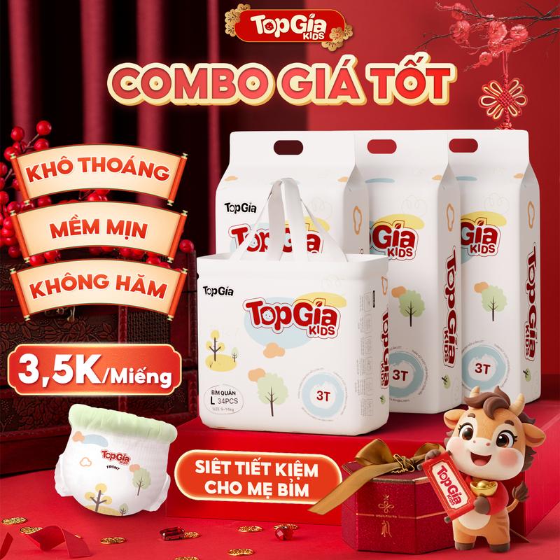 HCM - GIÁ TỐT 3,5k Miếng bỉm Tã Bỉm Topgiakids pH<7 an toàn cho da bé mềm mại mỏng nhẹ chống tràn tối đa BO HCM