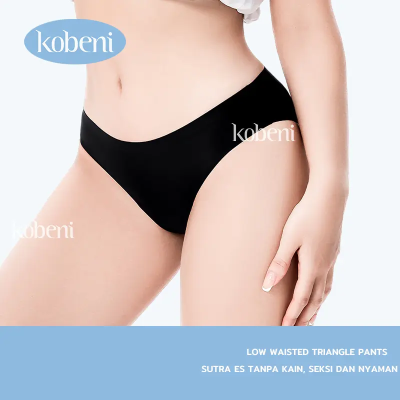 Kobeni Celana Dalam seamless sexy lingerie women's summer gathering without steel ring text bra set black Bh Setelan 1