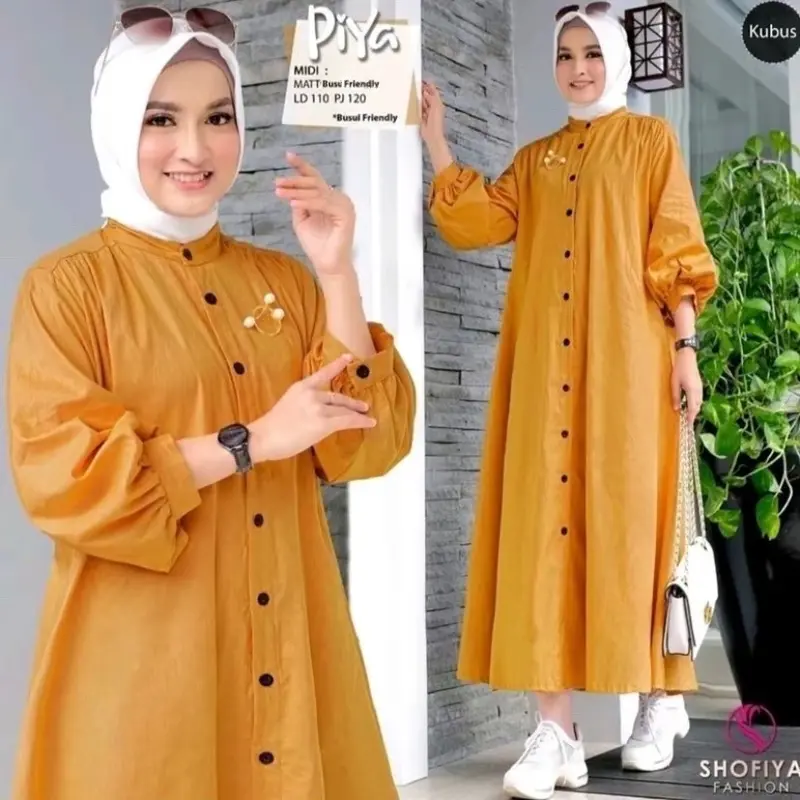 PIYA midi dress wanita kekinian terbaru bahan katun 2