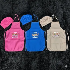 Apron Topi Koki Anak dan Apron Kreatif dengan Gambar Sablon DTF - Perfect untuk Bermain Memasak