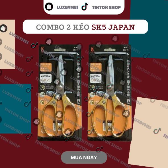 Combo 2 Kéo Đa Năng Cắt Gà Mạ Vàng SK5 Nhật Bản, Kéo Cắt Thực Phẩm Chế Biến Nhà Bếp Thép Không Gỉ Kitchen
