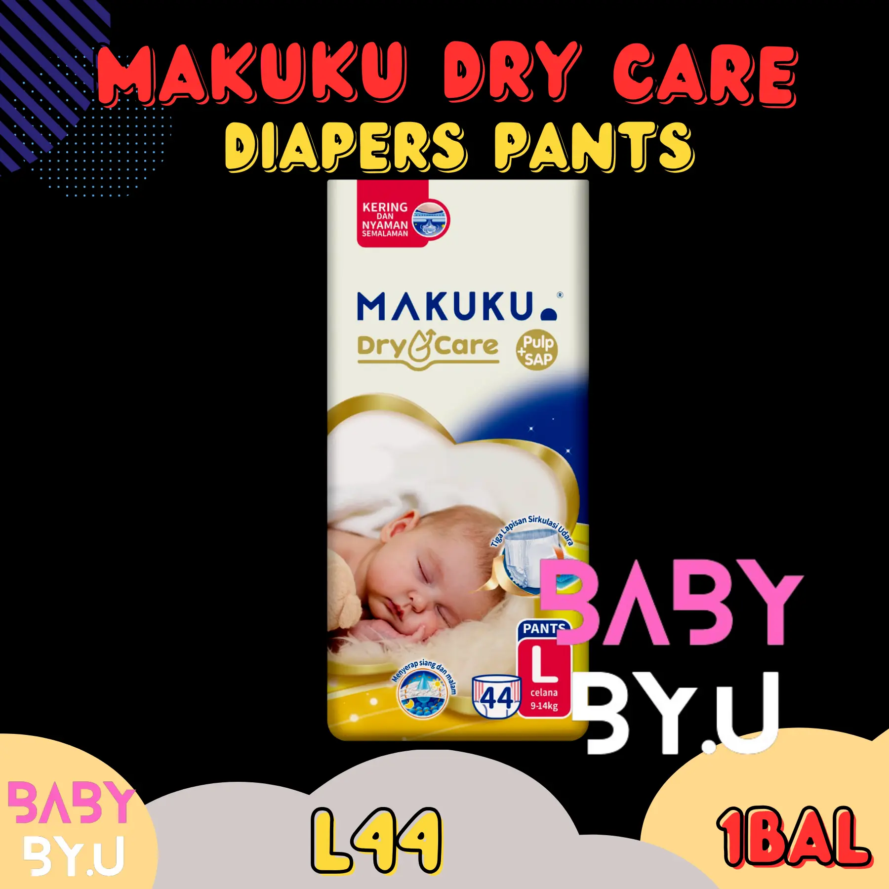 MAKUKU DRY CARE JUMBO DIAPERS PANTS L Popok Bayi