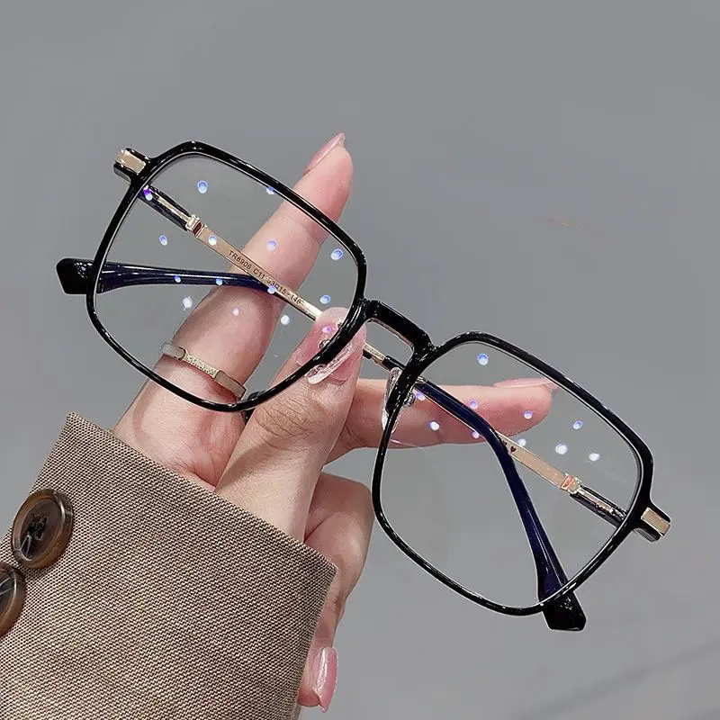 Kacamata miopia mode retro persegi membuat wajah tampak lebih kecil perlindungan radiasi -0,25 ~ -3,25 kacamata hitam unisex ringan dan nyaman 2055-1 C 1