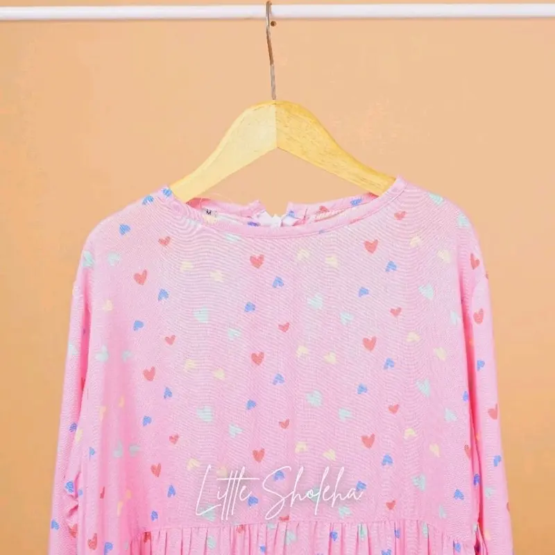 Gamis anak perempuan gamis lebaran set hijab motif Dress Cantik Muslim Katun 2