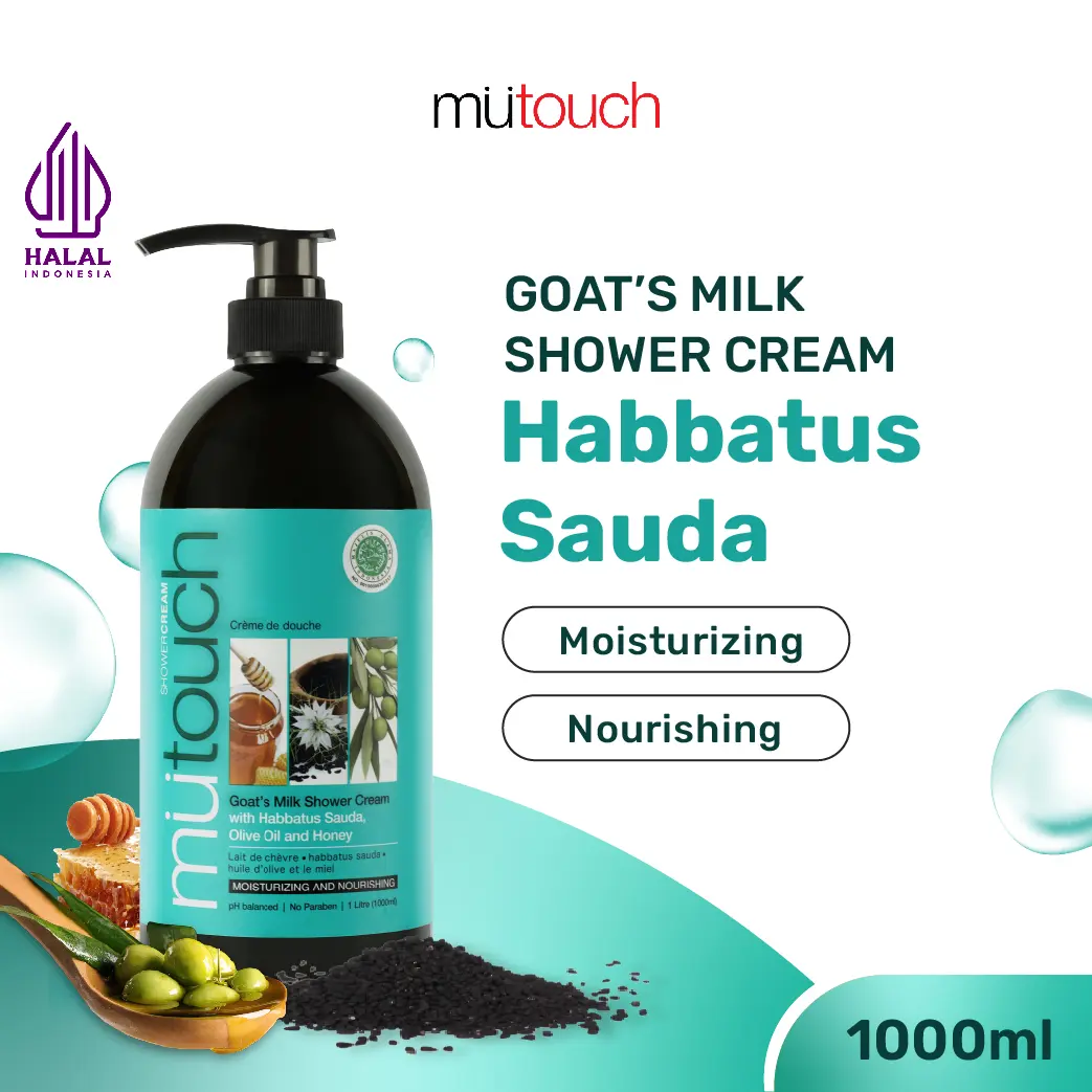 Mutouch Goat's Milk Shower Cream with Habbatus Sauda 1000ml - Sabun Mandi