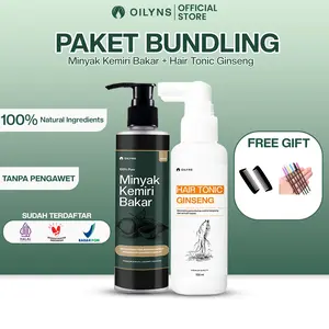 Paket Bundling Oilyns Minyak Kemiri Bakar + Hair Tonic Ginseng Penumbuh Rambut Rontok Ketombe Haircare