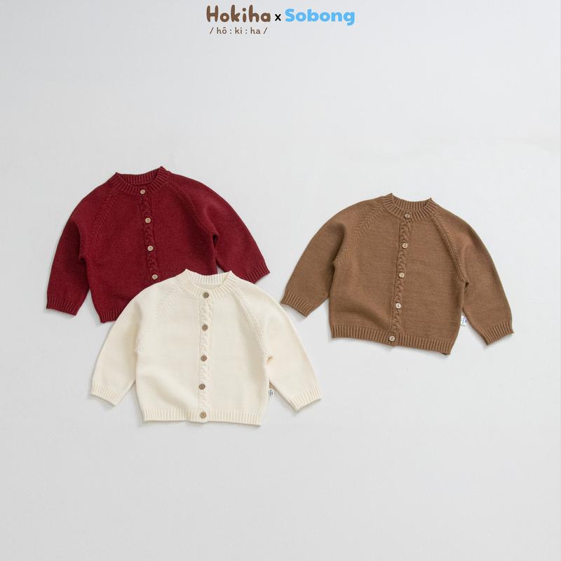   Hokiha x Sobong  AL188-Áo khoác len cardigan cho bé trai bé gái chất len dày dặn ấm áp size 8-17kg 