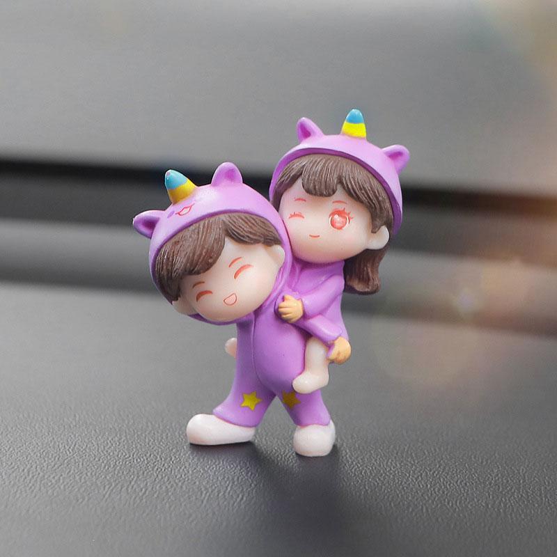 1 set/new interior decoration car omaments,cute center console decorations, girls' couple accessories, office home ornaments, send nano double sided tape 2