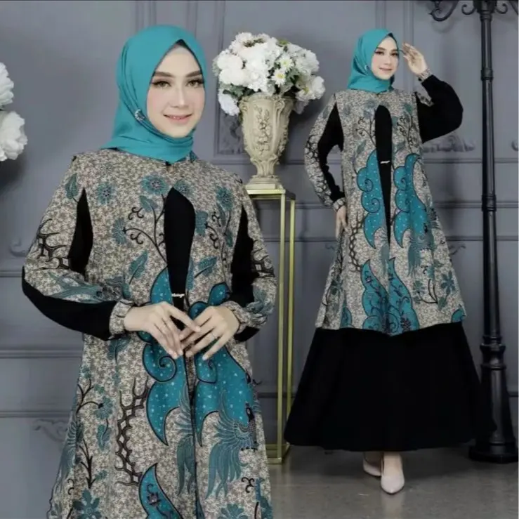 Gamis Dress Kondangan Pesta Mewah Elegan Busui / baju kondangan batik gamis terbaru/ gamis wanita batik dress Panjang Muslim Nyaman Atasan 4