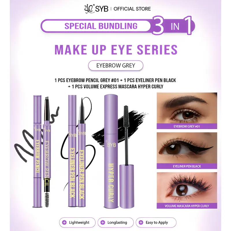 SYB EYEBROW PENCIL with Vitamin E & Soybean Oil [Tersedia 2 warna : Grey & Dark Brown] Tahan Air Tidak Luntur Mudah Diwarnai Mempercantik Kulit Dengan Lembut Dan Lancar Alis Pensil 4