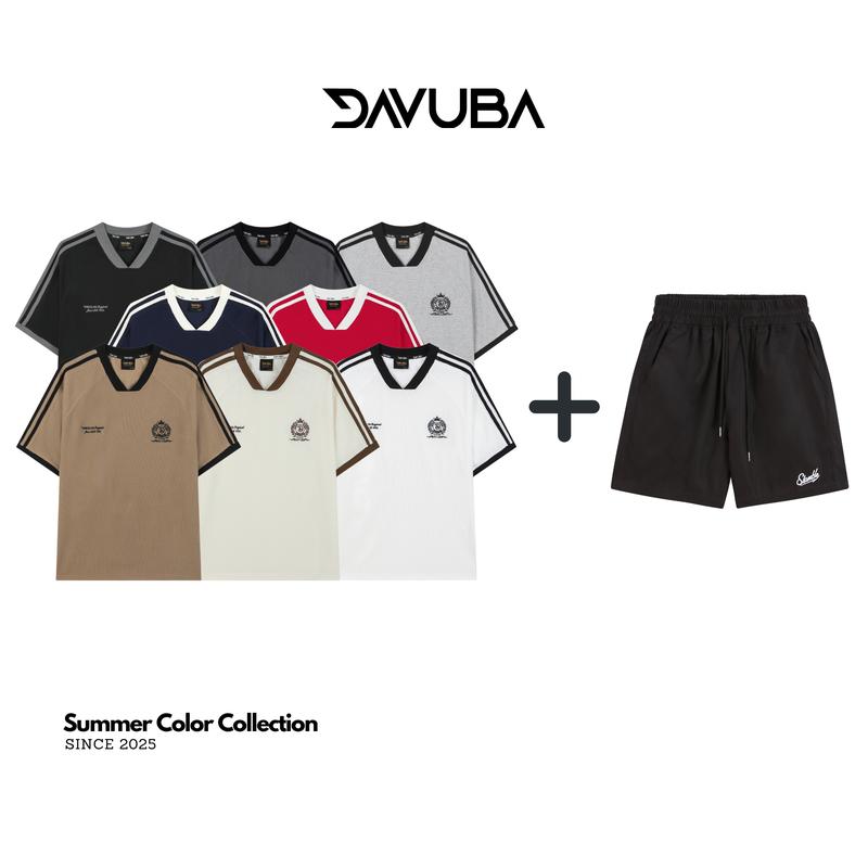 [Combo DAVUBA] Áo Thun Jersey Tee Waffle + quần short Slamble CB33
